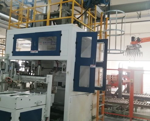 Kundenbeispiel einer automatischen Palettier- und Verpackungsmaschine von Shandong
