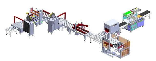 Automatic sealing packing palletizing winding line Automatic sealing packing palletizing winding line