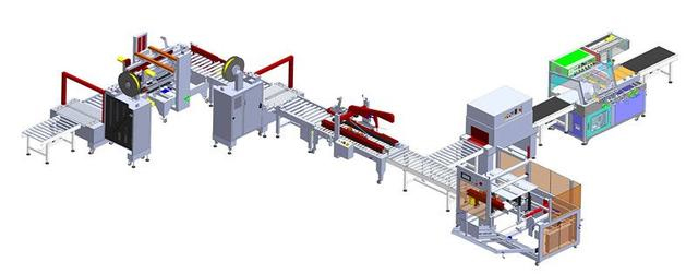 Ligne d'enroulement de palettisation d'emballage de cachetage automatique Ligne d'enroulement de palettisation d'emballage de cachetage automatique