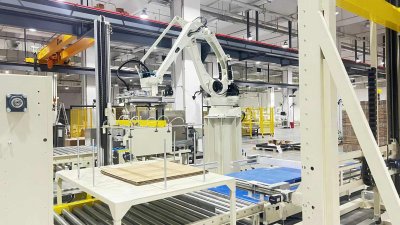 Corrugated paper palletizing production line