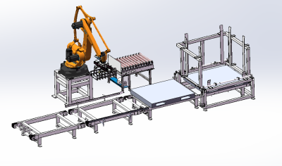 Automatic building materials packaging and palletizing production line